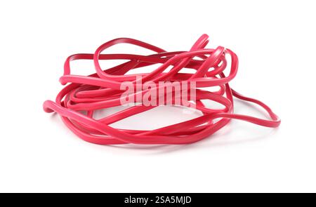 Tangled insulated electrical wire isolated on white Stock Photo