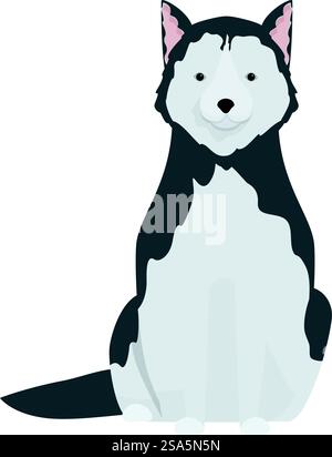 Cartoon husky dog sitting and looking happy with its tongue out Stock ...