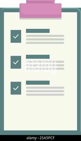 Illustration of a clipboard displaying a completed checklist, representing accomplishment and efficiency in task management. Clipboard showing completed checklist for task management and organization Stock Vector
