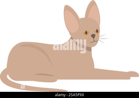 Adorable abyssinian cat relaxing at home in flat design. Abyssinian cat is lying down and relaxing at home Stock Vector