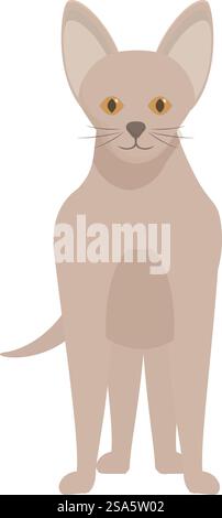 Cute abyssinian cat standing, a graphic illustration of a domestic short haired cat. Cute abyssinian cat standing on white background Stock Vector