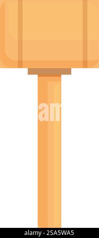 Simple illustration of a wooden hammer standing upright on a white background, potentially useful for projects related to carpentry, construction, or diy. Wooden hammer standing upright on white background Stock Vector