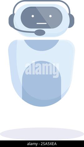 Modern robot wearing headset is answering questions and providing customer support. Cute chatbot wearing headset is answering questions Stock Vector