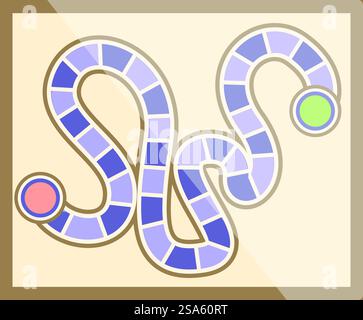 Classic board game design featuring a winding path and two game markers, evoking nostalgia and the joy of competition. Board game with winding path and two markers showing progress Stock Vector