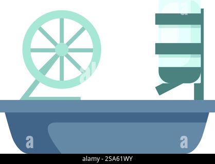 Water mill generating electricity using water energy, renewable energy sources concept. Water mill generating electricity using water energy Stock Vector