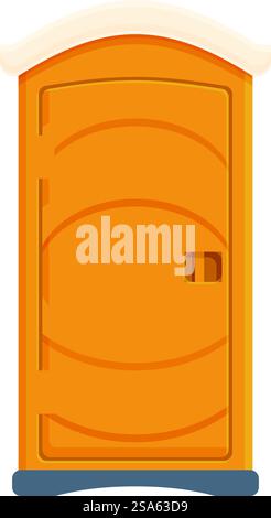 Yellow mobile toilet is standing on a white background. Yellow mobile toilet being isolated on white background Stock Vector