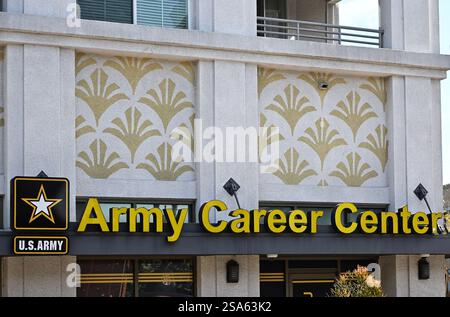 LONG BEACH, CALIFORNIA - 24 JAN 2025: Army Career Center sign on Pine Street in Downtown Long Beach. Stock Photo