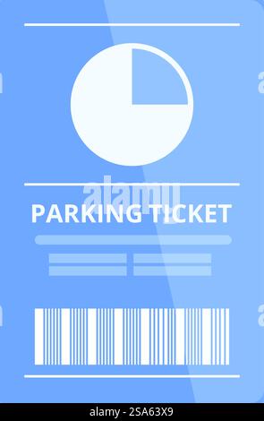 Parking ticket is displayed on a car dashboard, indicating remaining parking time. Parking ticket showing time remaining on car dashboard Stock Vector
