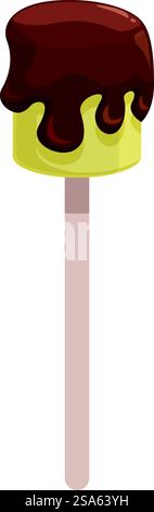 Chocolate is slowly dripping from a delicious ice cream on a stick. Chocolate dripping from delicious ice cream on a stick Stock Vector