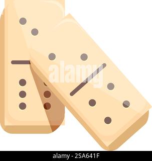 Two domino pieces are lying on a white background. Domino game pieces stacked on top of each other Stock Vector