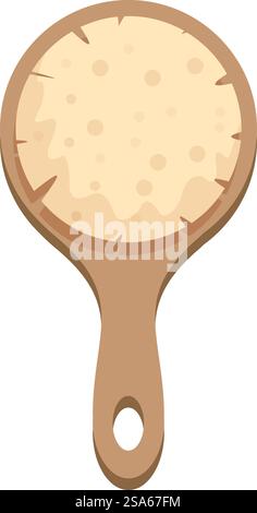Round empty wooden pizza board with handle serving food, top view. Round empty wooden pizza board with handle serving food Stock Vector