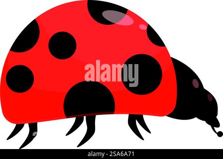 Red ladybug walking with black spots on its shell Stock Vector