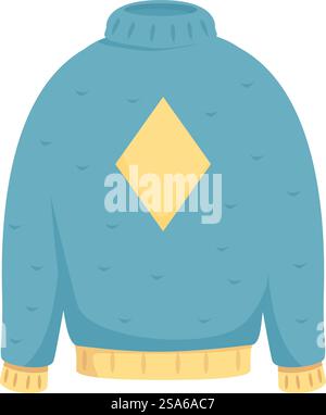 Blue sweater with yellow details, perfect for illustrating warmth and comfort during the cold season. Blue winter sweater featuring yellow rhombus showing warm clothing concept Stock Vector