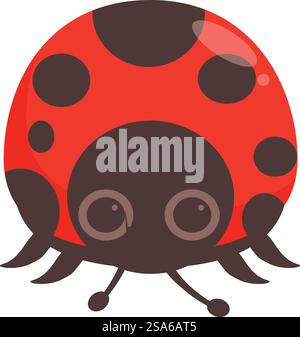 Charming cartoon ladybug is crawling with a shiny red shell and black spots. Cute ladybug crawling with shiny red shell and black spots Stock Vector