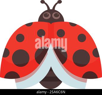 Cute ladybug opening its wings on white background. Cute ladybug is opening its wings to fly away Stock Vector