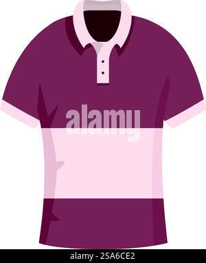 Burgundy and pink polo shirt with short sleeves and collar, perfect for showcasing your designs. Burgundy and pink polo shirt featuring short sleeves and collar Stock Vector