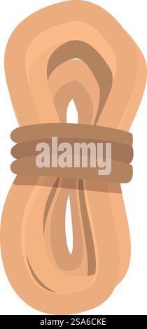 Beige elastic band stretched around object tying it securely. Elastic band tied around object holding tightly Stock Vector