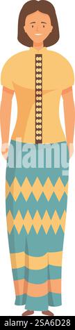 Young burmese woman is standing wearing traditional clothing. Burmese ...