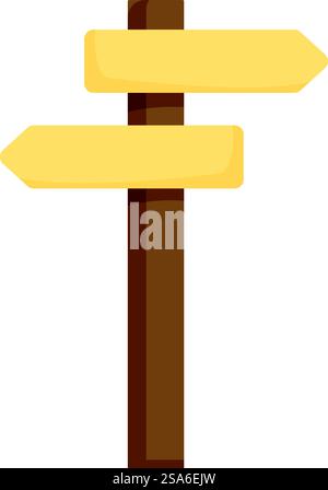 Simple wooden signpost is pointing in two opposite directions with blank space for adding text. Wooden crossroads sign pointing in two different directions Stock Vector