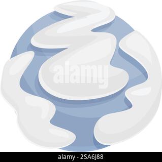 Illustration featuring a blue planet with abstract white shapes, symbolizing pollution and environmental damage. Blue planet covered with abstract white shapes illustrating pollution Stock Vector
