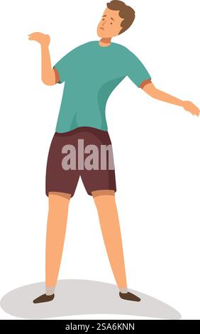 Young man feeling dizzy, losing balance and coordination, suffering from vertigo or health problem. Young man trying to keep balance, feeling dizzy and losing coordination Stock Vector