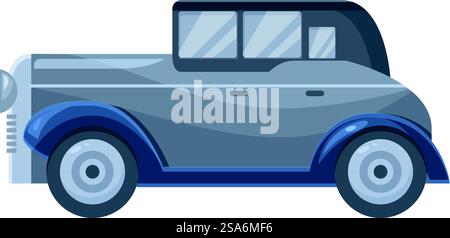 Gray vintage convertible car driving side view isolated on white background. Gray vintage convertible car driving side view Stock Vector
