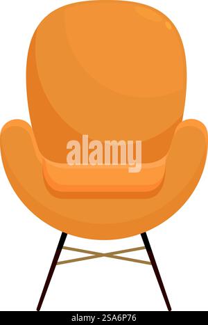 Comfortable armchair with soft textile upholstery standing in an empty room. Modern yellow armchair standing on white background Stock Vector
