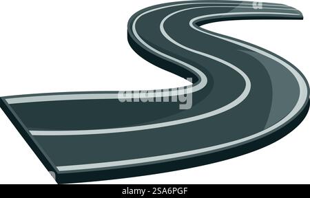 Long, gray road winding its way through the landscape. Winding road leading through a gray landscape Stock Vector