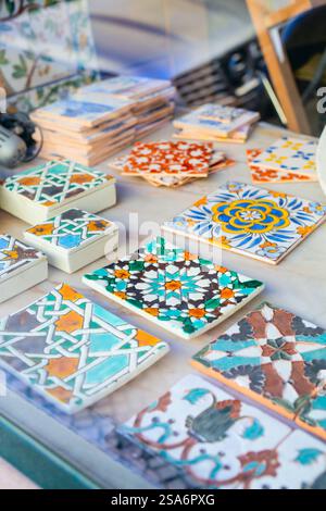 Detail of the hand painted traditional tiles azulejos Stock Photo