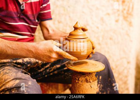 Close up process of pottery making in ceramic factory in Cappadocia Turkiye Stock Photo
