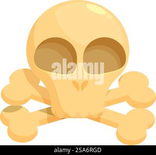 Cartoon skull and crossbones representing death, danger, and piracy, with a playful and lighthearted tone. Cartoon skull and crossbones representing death and danger Stock Vector