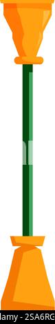 Tall outdoor street lamp standing upright with a green pole and yellow top and bottom. Tall outdoor street lamp standing upright Stock Vector