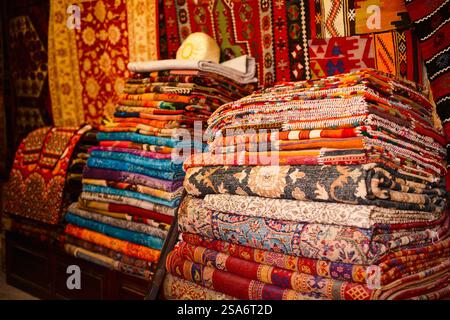 Close up details of turkish carpet store Stock Photo