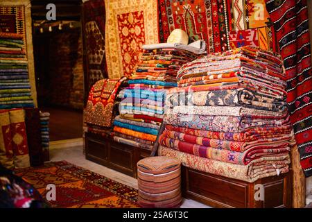 Close up details of turkish carpet store Stock Photo