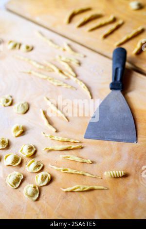 Close up of making fresh italian pasta Stock Photo