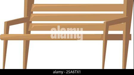 Simple and sturdy wooden park bench inviting you to sit and relax. Wooden bench providing rest and relaxation in park Stock Vector