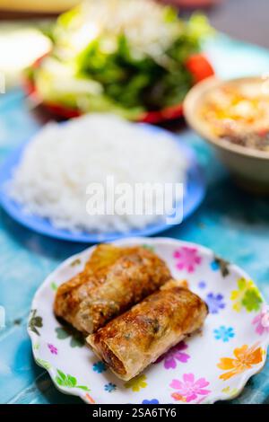 Vietnamese fried vegetarian spring rolls Stock Photo