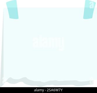 Blank white note paper with torn edges is hanging on blue tape, providing space for your message. Blank white note paper with torn edges hanging on blue tape Stock Vector