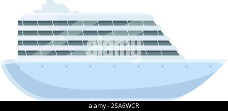 Large, white cruise ship sailing on a body of water. Big modern cruise ship sailing on water side view Stock Vector