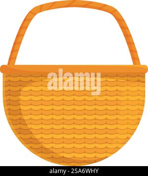 Empty wicker basket standing up, woven container for storage or carrying. Empty wicker basket standing up with handle Stock Vector