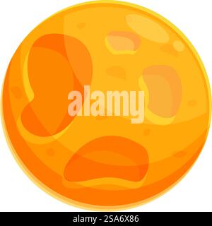 Big, bright, yellow cartoon full moon shining in the night sky. Cartoon full moon shining bright in space Stock Vector