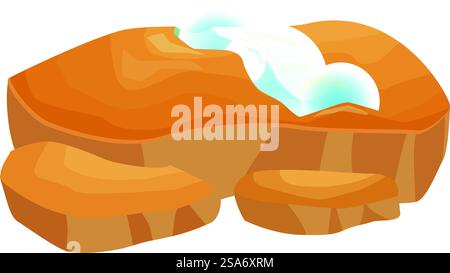 Cartoon magic crystal growing from the ground, with blue glowing center. Magic crystal growing from the ground with blue glowing center Stock Vector
