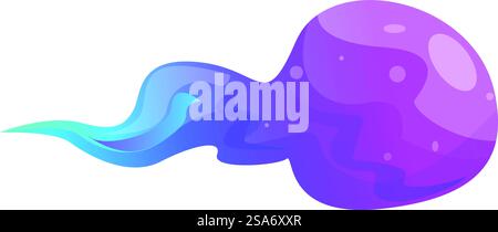 Abstract fluid shape moving with a wavy trail in purple and blue colors. Abstract fluid shape moving with wavy trail in purple and blue colors Stock Vector