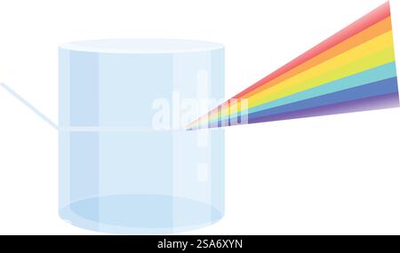 Light beam passing through triangular prism creating rainbow effect illustration on white background. Light beam passing through triangular prism creating rainbow effect illustration Stock Vector