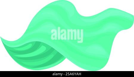 Turquoise waving silk fabric is floating on wind creating curved shape. Turquoise waving silk fabric is floating on wind background Stock Vector