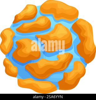 Illustration of an exoplanet with lava flows and magma rivers. Exoplanet covered with lava flows and magma rivers Stock Vector