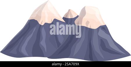 Three majestic mountains with snowy peaks rising high above the surrounding landscape. Mountain range with snowy peaks standing tall Stock Vector