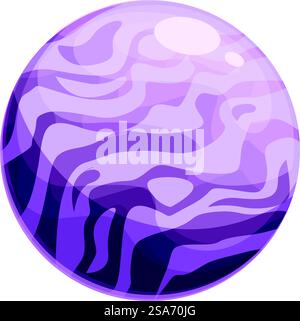 Cartoon giant purple space planet of fantasy galaxy world, vector alien ...