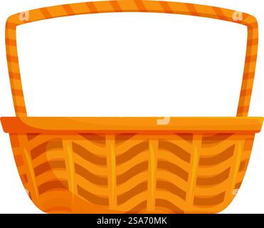 Empty wicker basket standing on white background, container made of interwoven material. Empty wicker basket standing on white background Stock Vector
