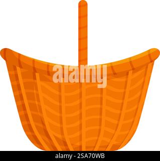 Empty wicker basket standing with raised handle, isolated on white background. Empty wicker basket standing with raised handle Stock Vector